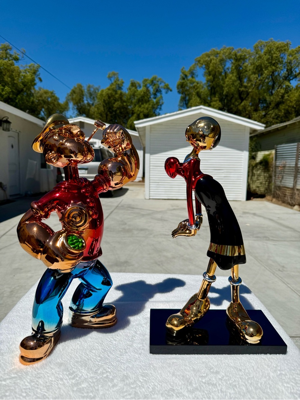 Olive Popeye’s wife pop art chrome figure 15.8” - 40cm